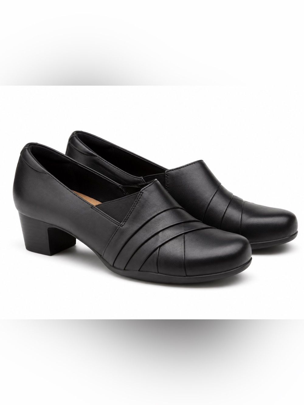 Clarks Rosalyn Adele 8.5M US Women’s Black Leather Comfort Block Heel shoes luxe